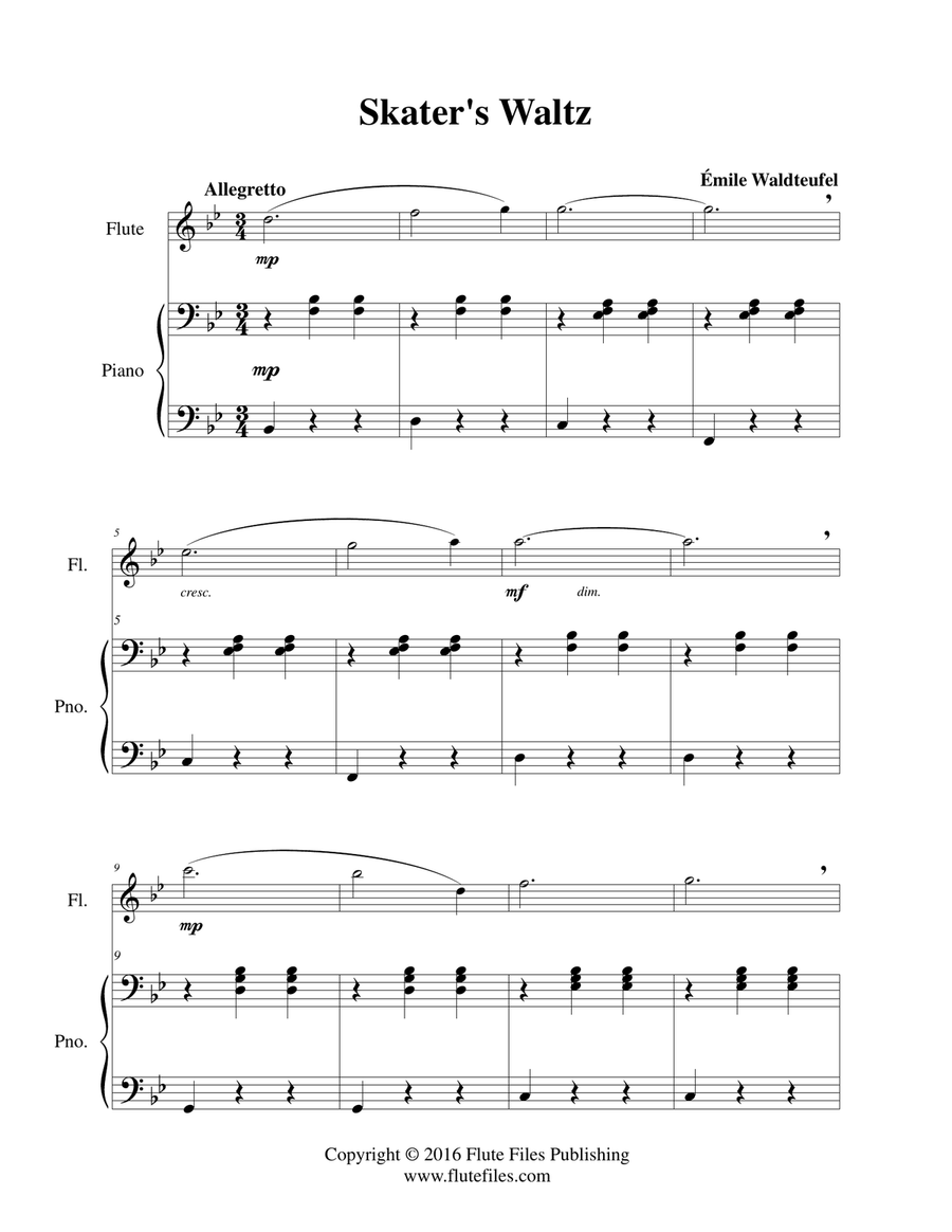 Skater’s Waltz - Flute Solo Chamber Music scores gallery preview page 3