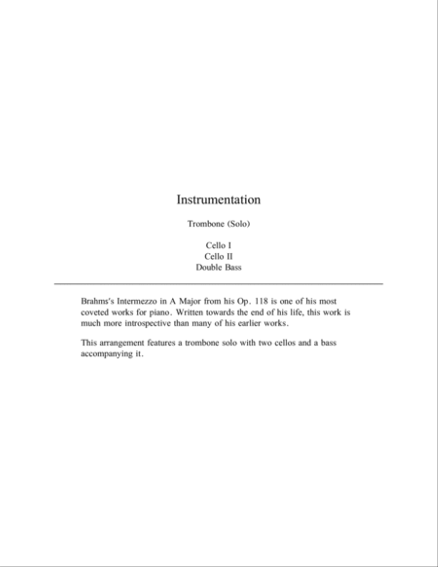 Intermezzo in A Major (Accompanied Trombone Solo) Small Ensemble scores gallery preview page 2