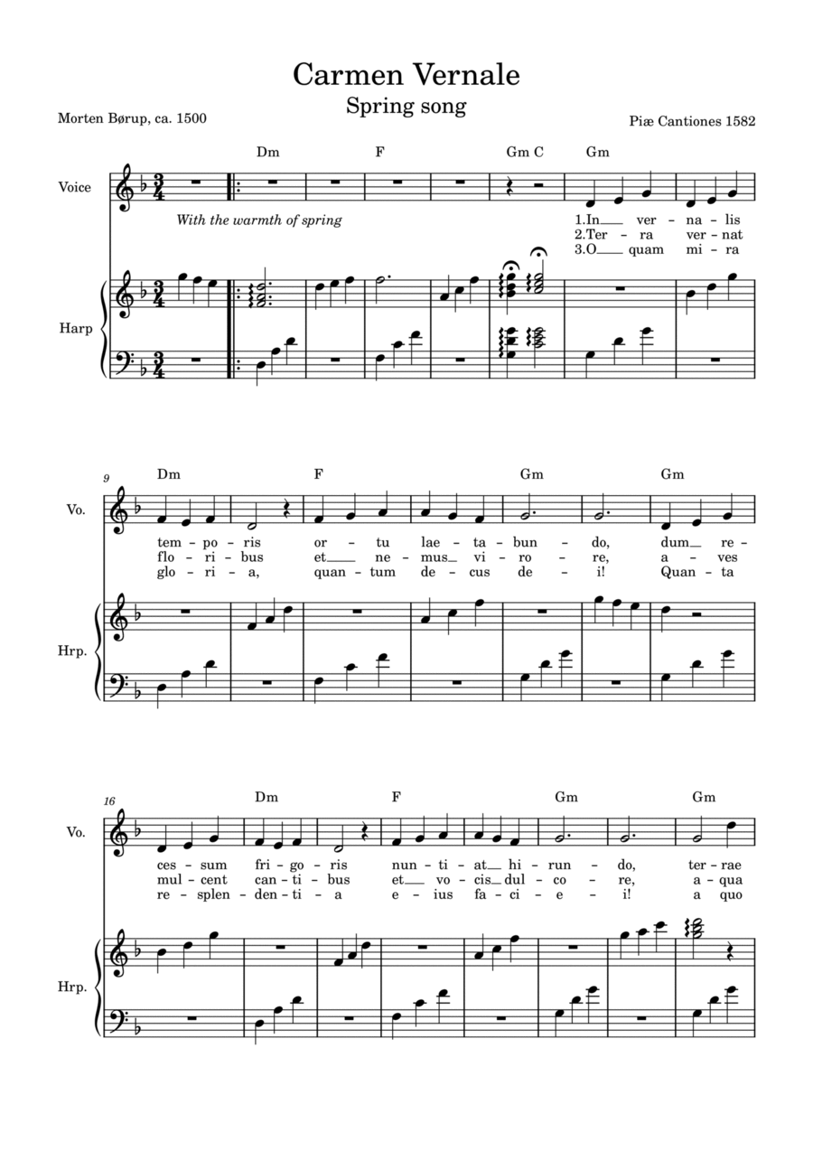 Carmen Vernale - In Vernalis Temporis (Spring song) Harp scores gallery preview page 1