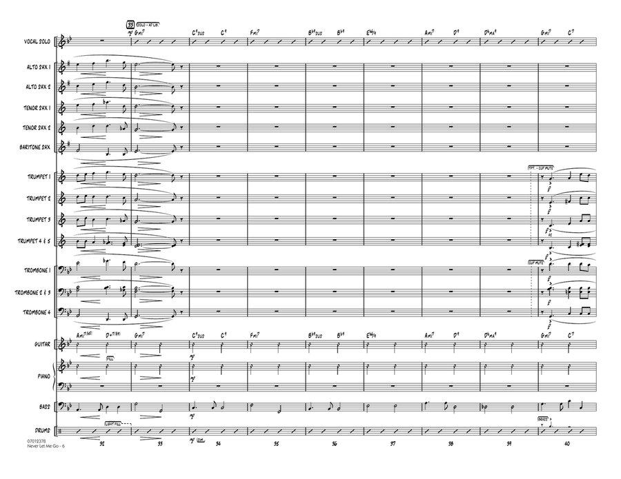 Never Let Me Go (Flexible Solo Feature) - Conductor Score (Full Score) Jazz Ensemble scores gallery preview page 6