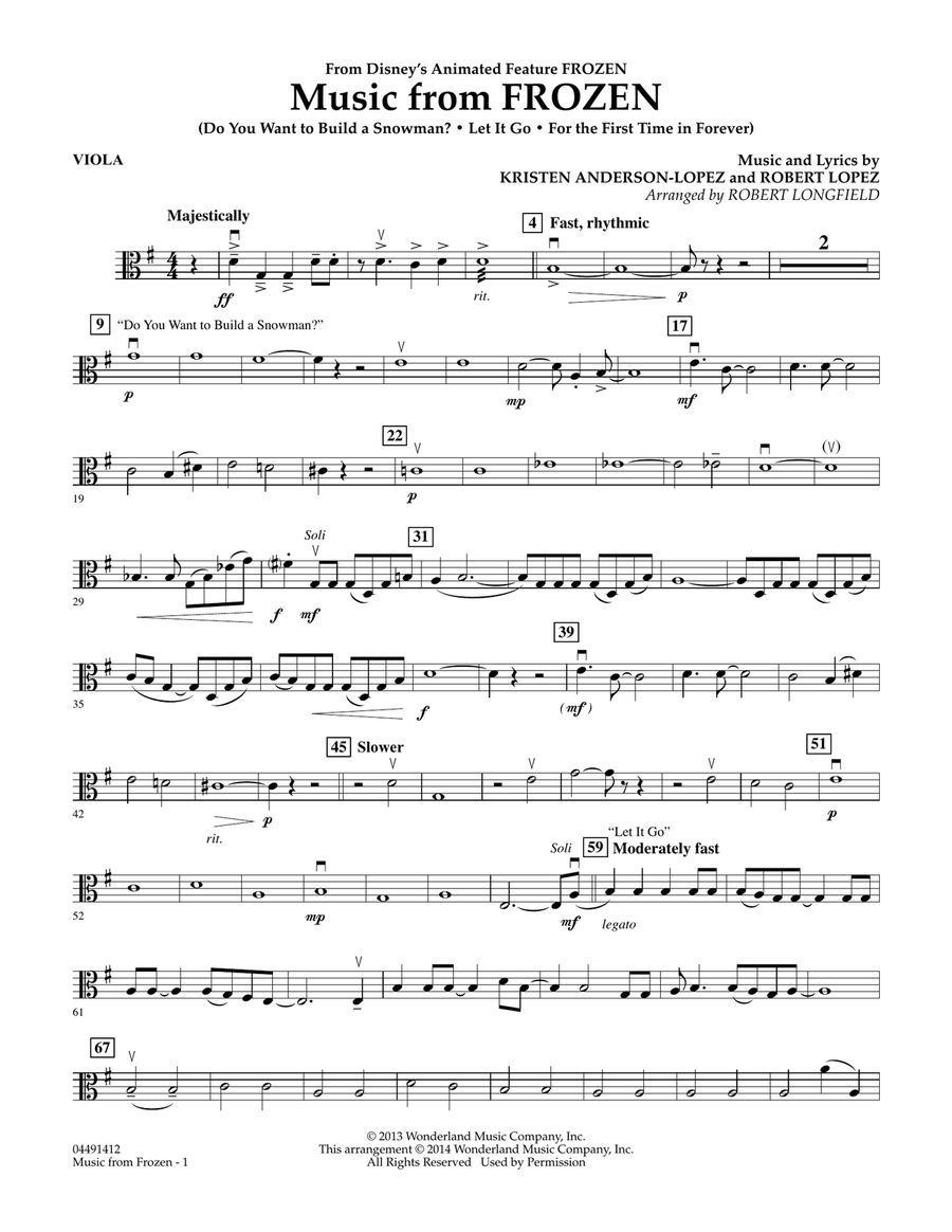 Music from Frozen - Viola Orchestra scores gallery preview page 1