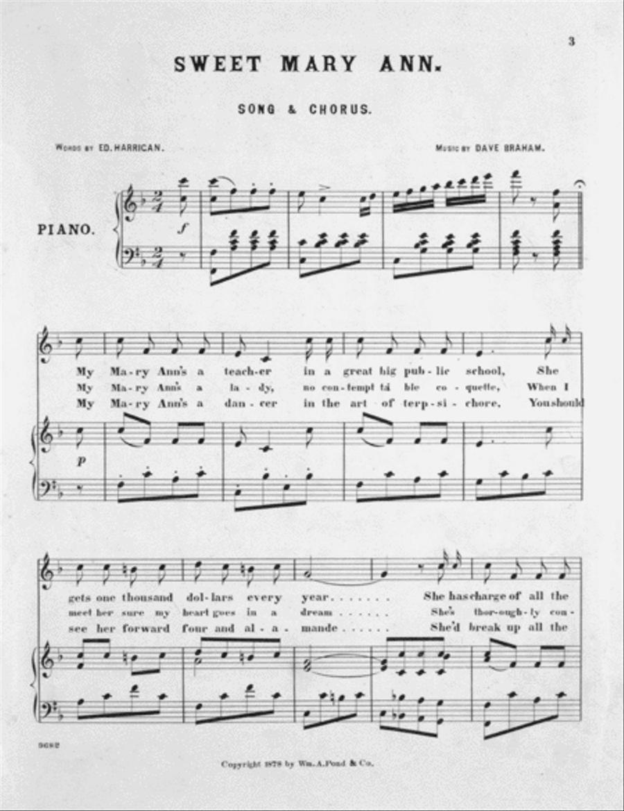 Sweet Mary Ann. Song and Chorus Choir scores gallery preview page 2