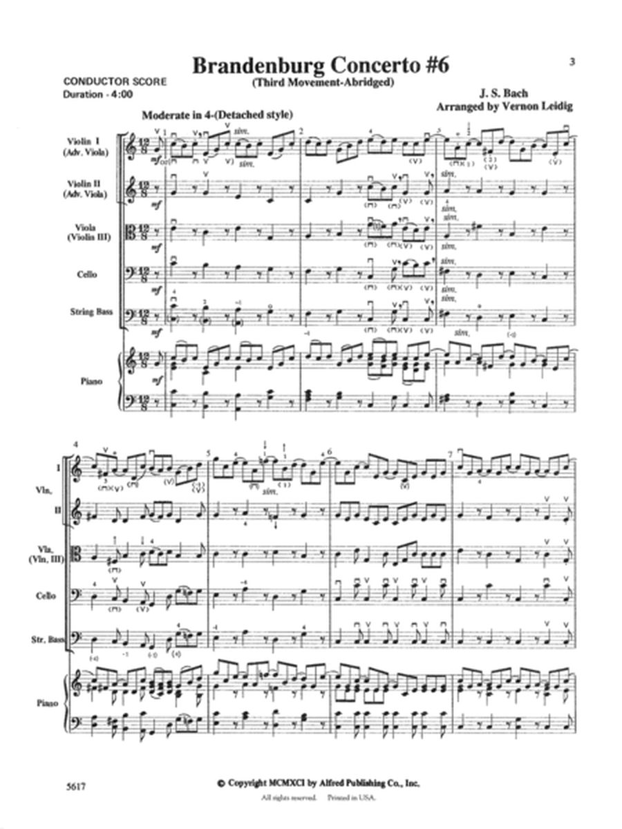 Brandenburg Concerto No. 6, 3rd Movement (Abridged): Score