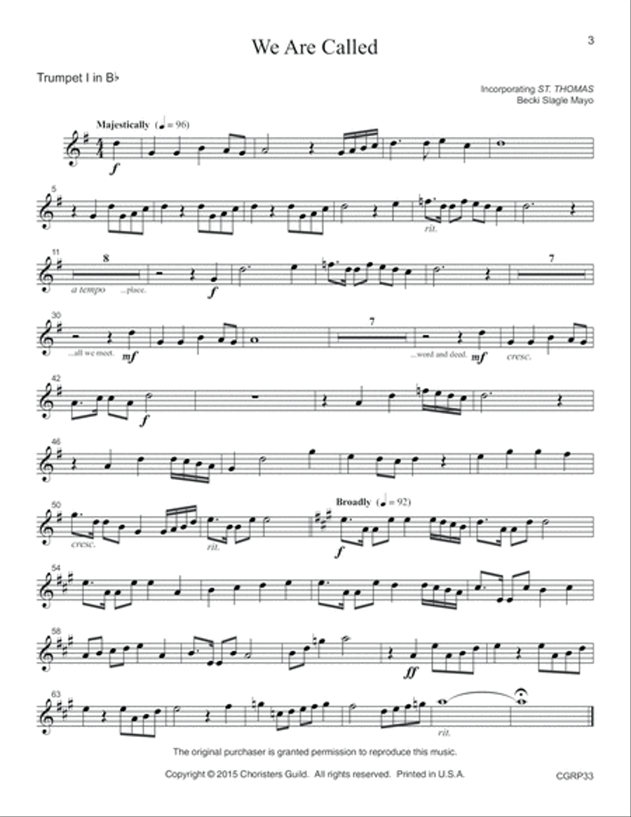 We Are Called (Reproducible Brass Parts) 4-Part scores gallery preview page 3