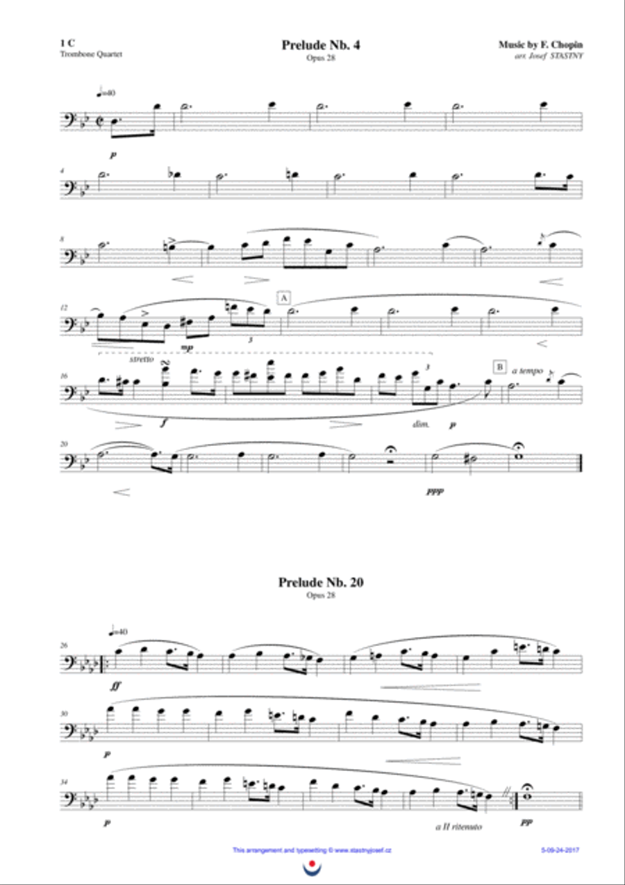 Preludes (Nb. 4 and Nb. 20) - Chopin Brass Ensemble scores gallery preview page 3