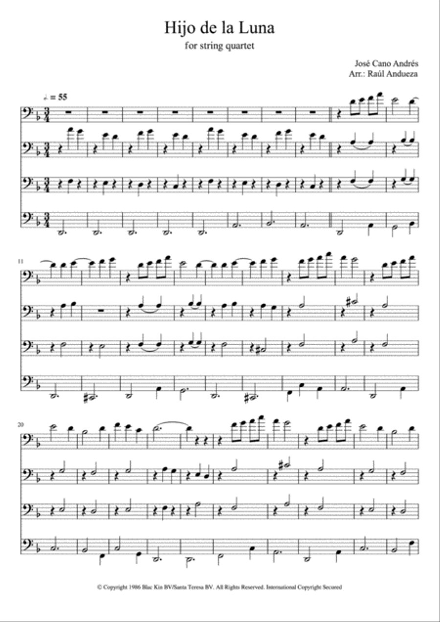 Hijo De La Luna String Quartet scores gallery preview page 2