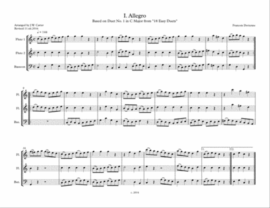 Homage a Devienne, Suite in 3 Pieces & an Encore, I. Allegro, for 2 Flutes & Bassoon, by J.W. Carter Woodwind Trio scores gallery preview page 2