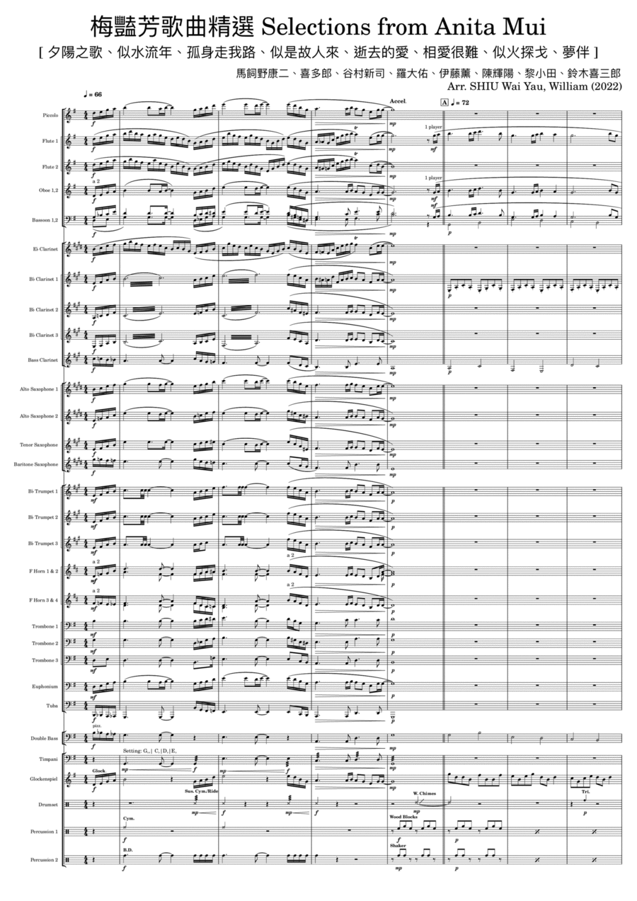 梅豔芳歌曲精選 Selections from Anita Mui Concert Band scores gallery preview page 1