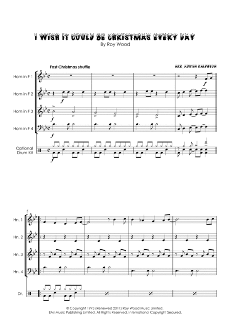 I Wish It Could Be Christmas Every Day Horn scores gallery preview page 3