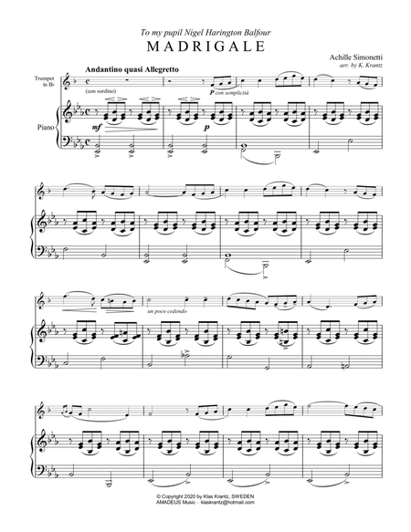 Madrigale for trumpet/clarient in Bb and piano image number null