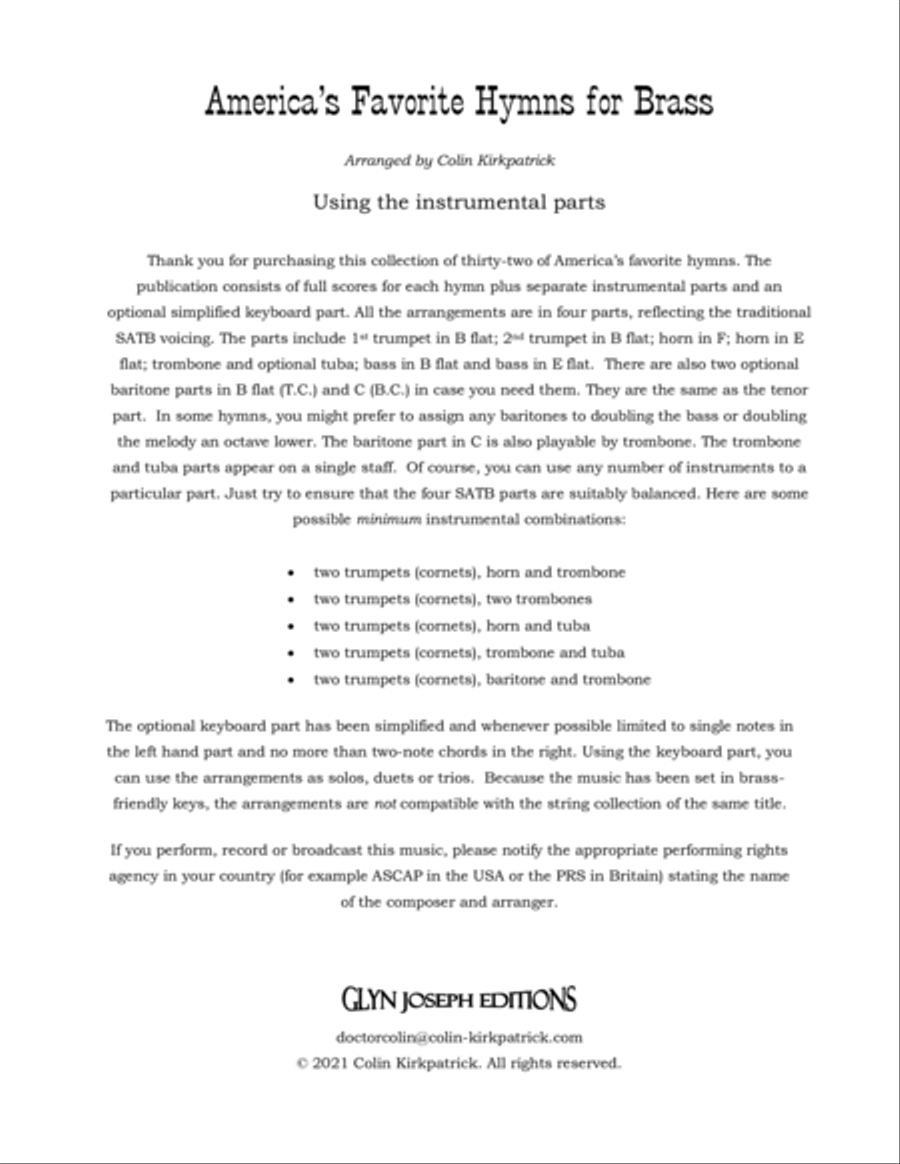 America's Favorite Hymns arranged for Brass Brass Ensemble scores gallery preview page 3
