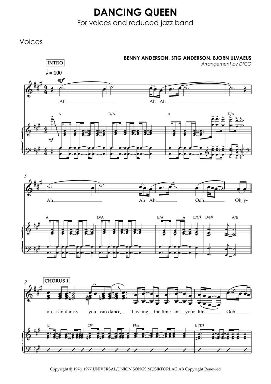 Dancing Queen - Score Only Jazz Ensemble scores gallery preview page 1