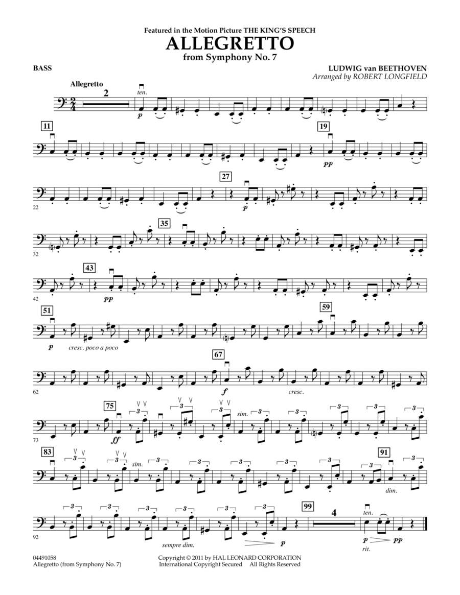 Allegretto (from Symphony No. 7) - Bass Orchestra scores gallery preview page 1