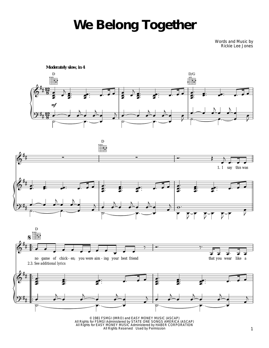 We Belong Together Piano, Vocal, Guitar scores gallery preview page 1