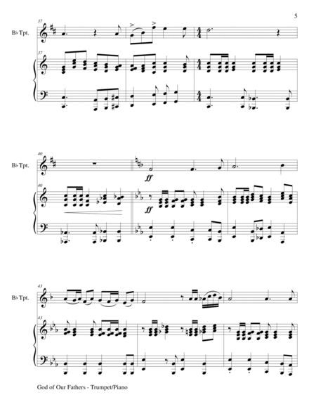 GOD OF OUR FATHERS (Duet – Bb Trumpet and Piano/Score and Parts) image number null