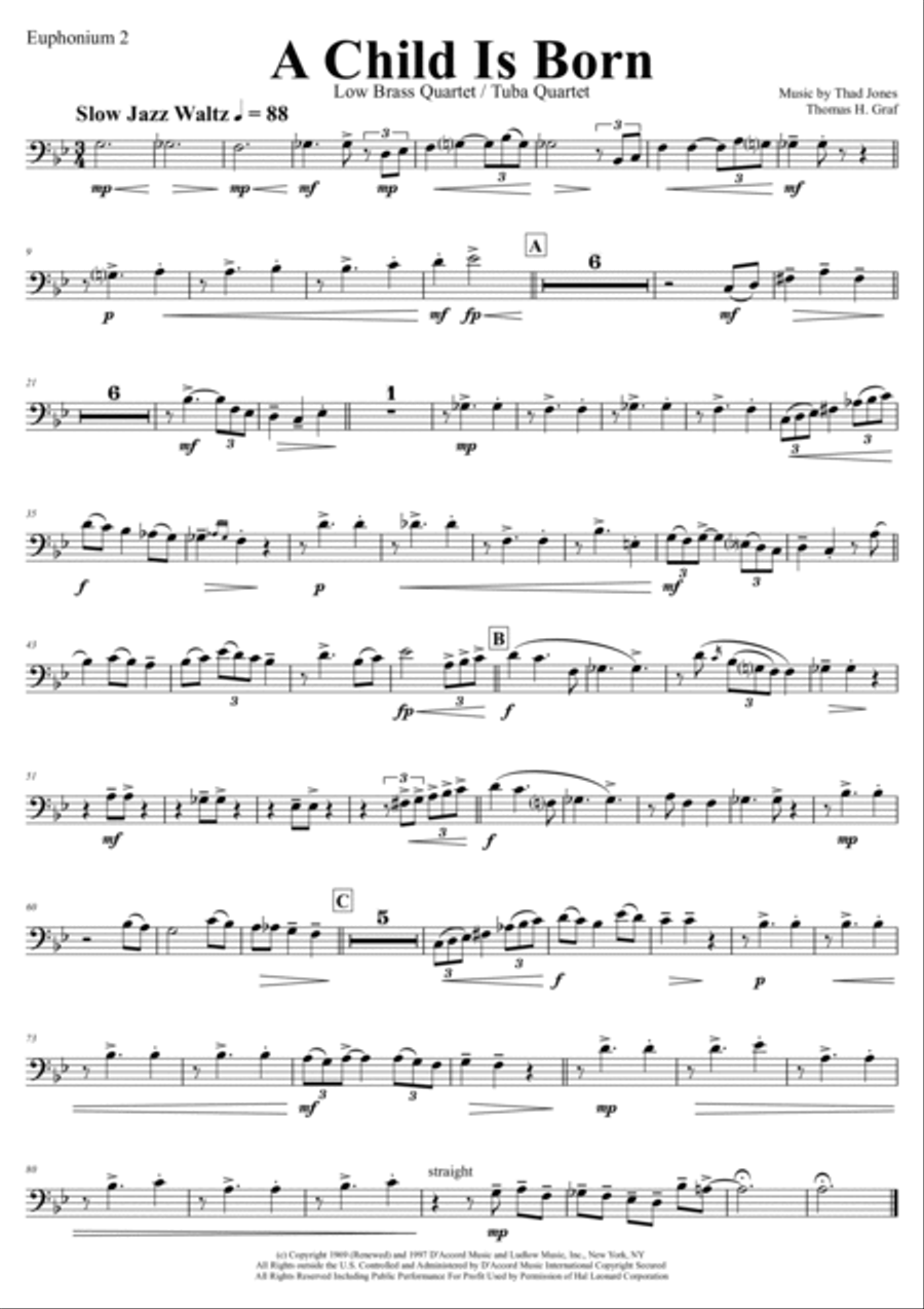 A Child Is Born Euphonium scores gallery preview page 5