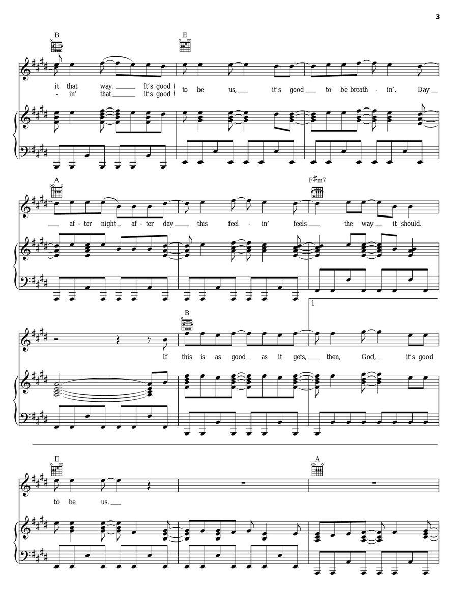 It's Good To Be Us Piano, Vocal, Guitar scores gallery preview page 3