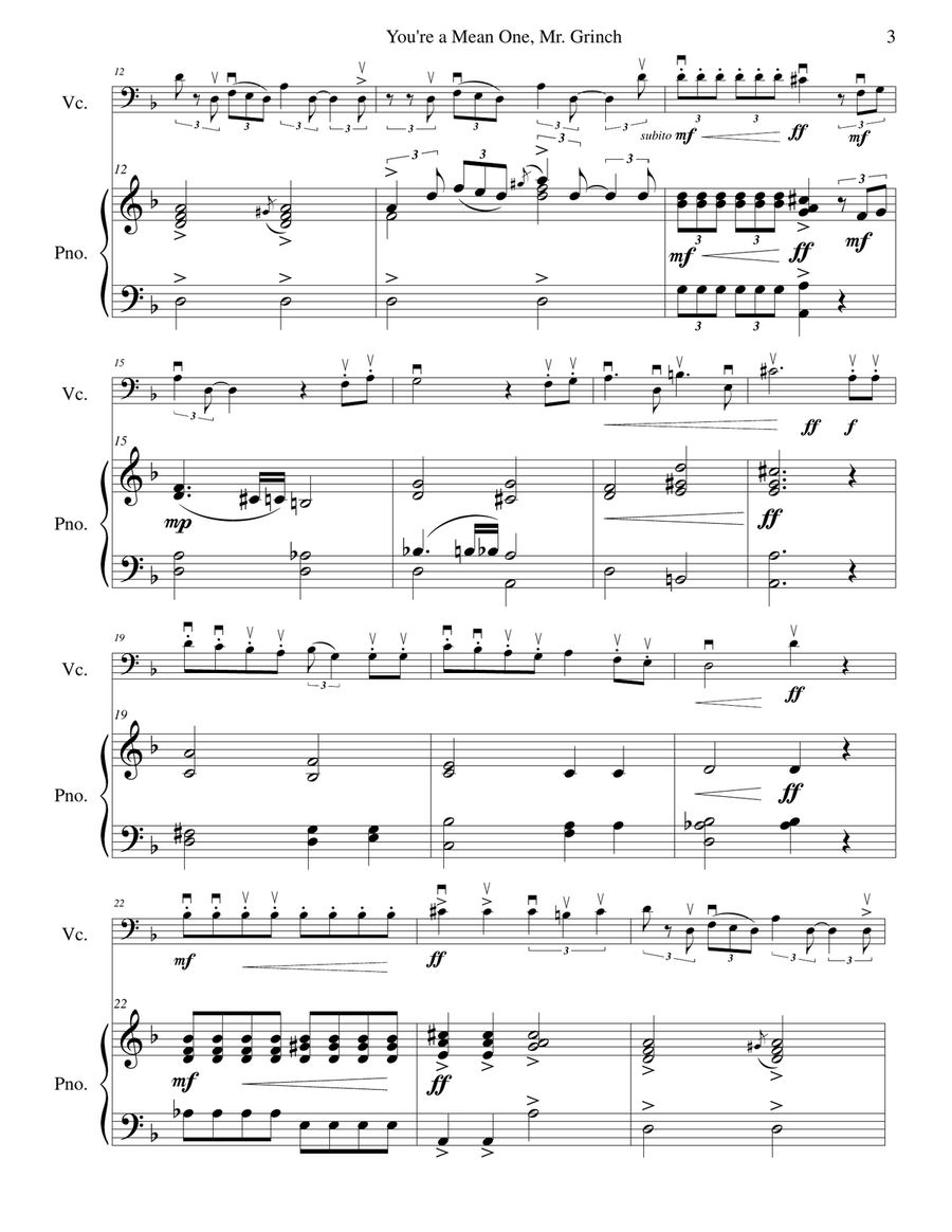 You're A Mean One, Mr. Grinch Piano scores gallery preview page 3