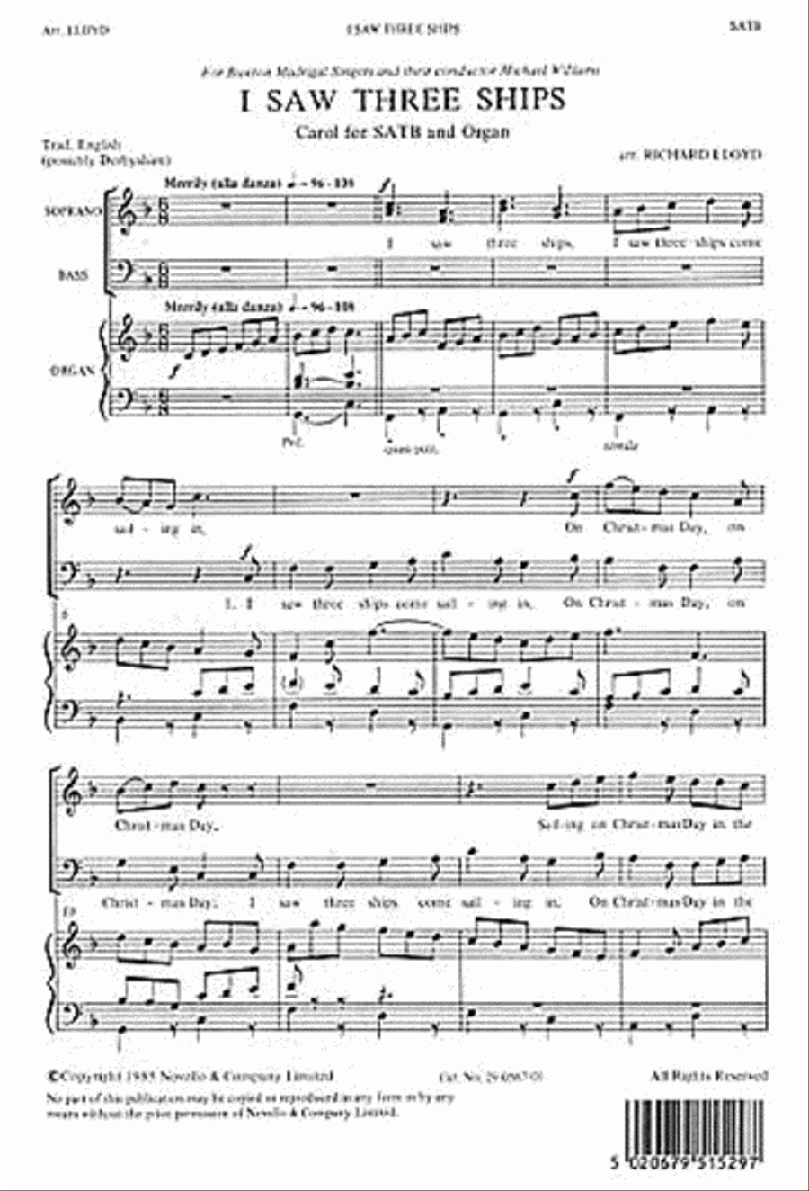 I Saw Three Ships I Saw Three Ships 4-Part scores gallery preview page 1