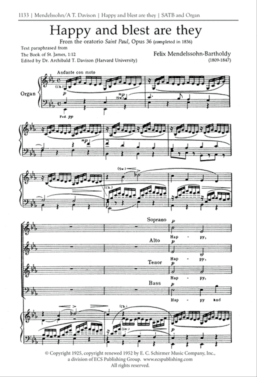 St. Paul: Happy and Blest are They 4-Part scores gallery preview page 2
