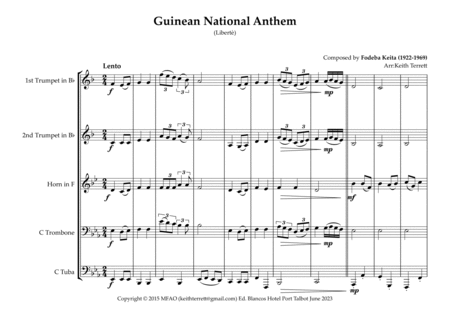 Guinea National Anthem (Libertè) for Brass Quintet image number null