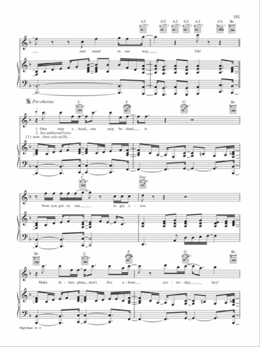 Right now Piano, Vocal, Guitar scores gallery preview page 4
