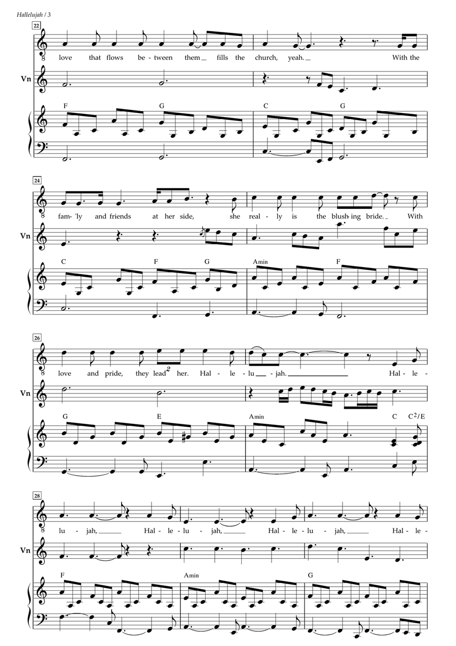 Hallelujah Piano, Vocal scores gallery preview page 3