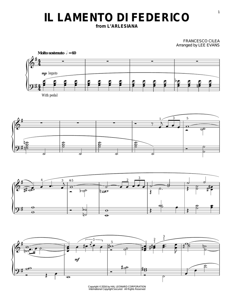 ll lamento di Federico (arr. Lee Evans) Piano Solo scores gallery preview page 1