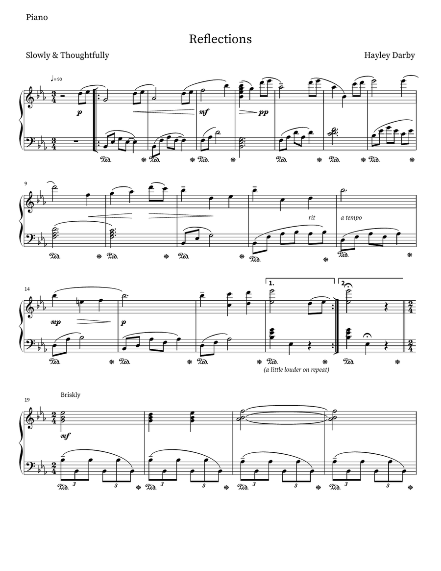 Reflections Piano Solo scores gallery preview page 1