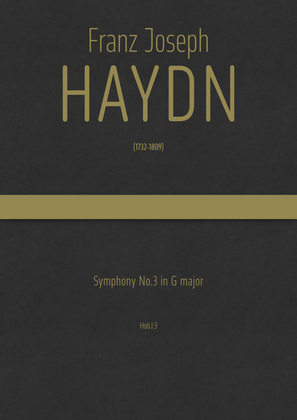 Book cover for Haydn - Symphony No.3 in G major, Hob.I:3