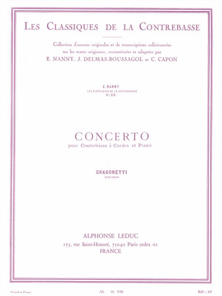 Book cover for Concerto – Les Classiques de la Contrebasse