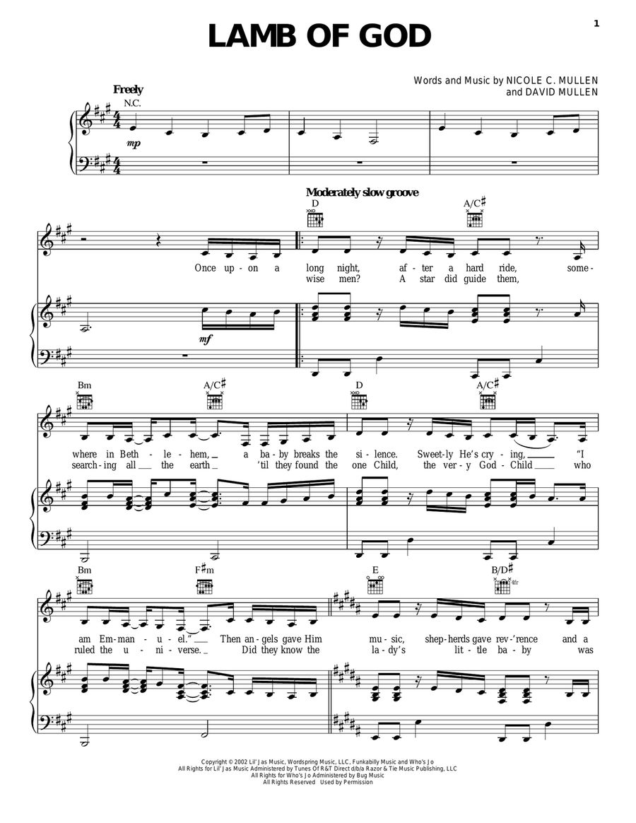Lamb Of God Lamb Of God Piano, Vocal, Guitar scores gallery preview page 1