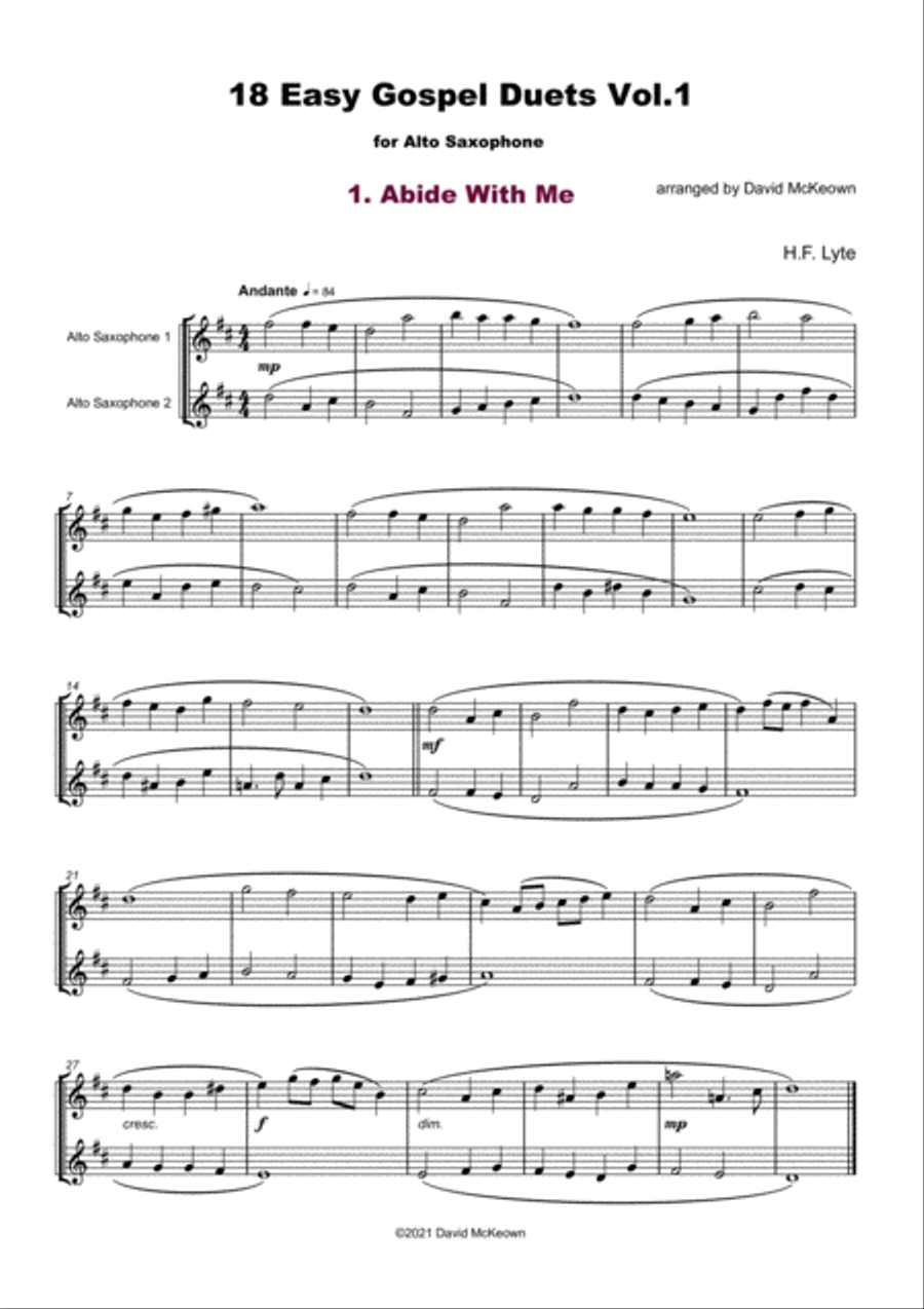 18 Easy Gospel Duets Vol.1 for Alto Saxophone Woodwind Duet scores gallery preview page 3