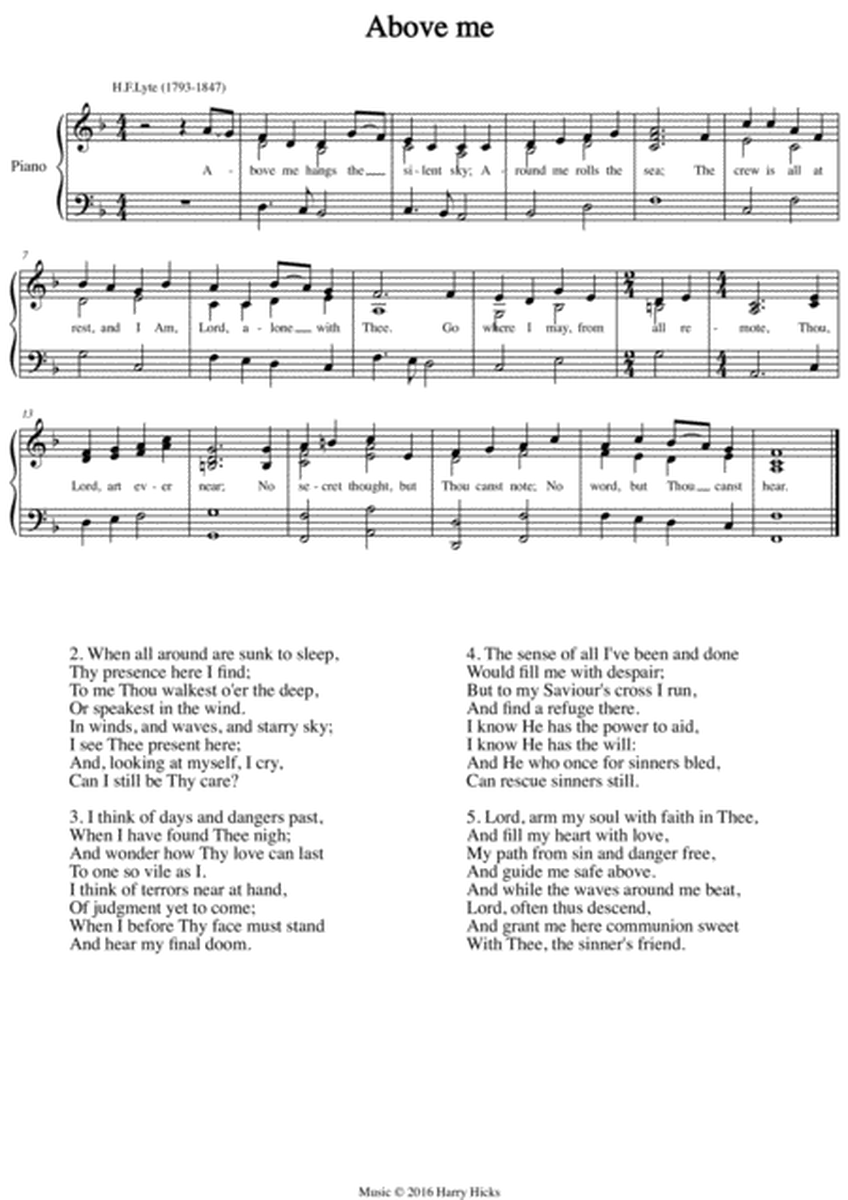 Above me. A new tune to a wonderful old hymn.