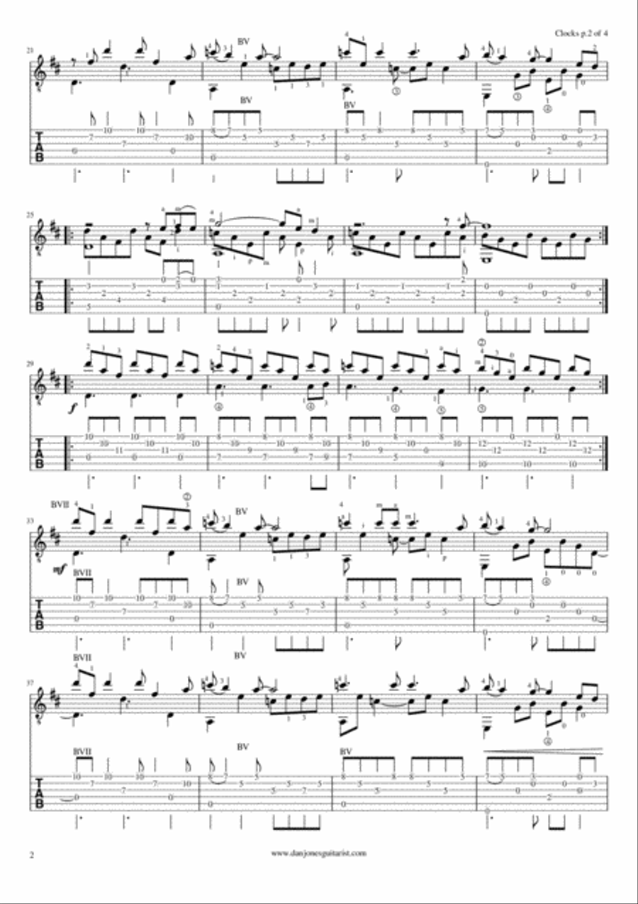 Clocks Guitar Solo scores gallery preview page 3