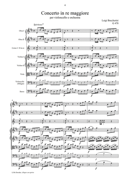 Concerto in re maggiore GerB 478 by Luigi Boccherini Orchestra - Sheet Music