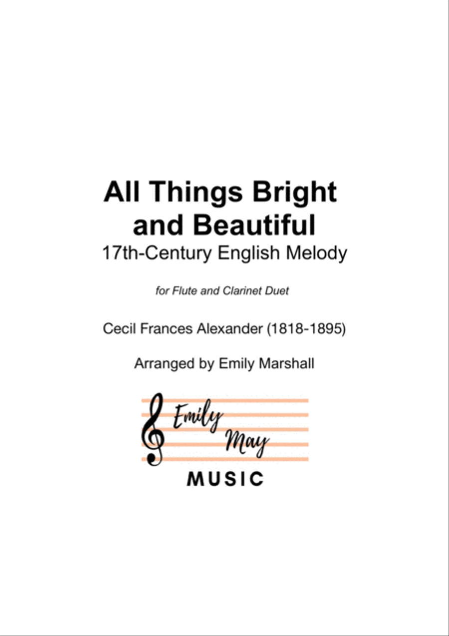 All Things Bright and Beautiful (for Flute and Clarinet Duet) Woodwind Duet scores gallery preview page 1