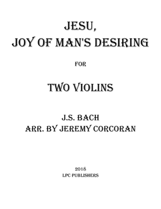 Jesu, Joy of Man's Desiring for Two Violins