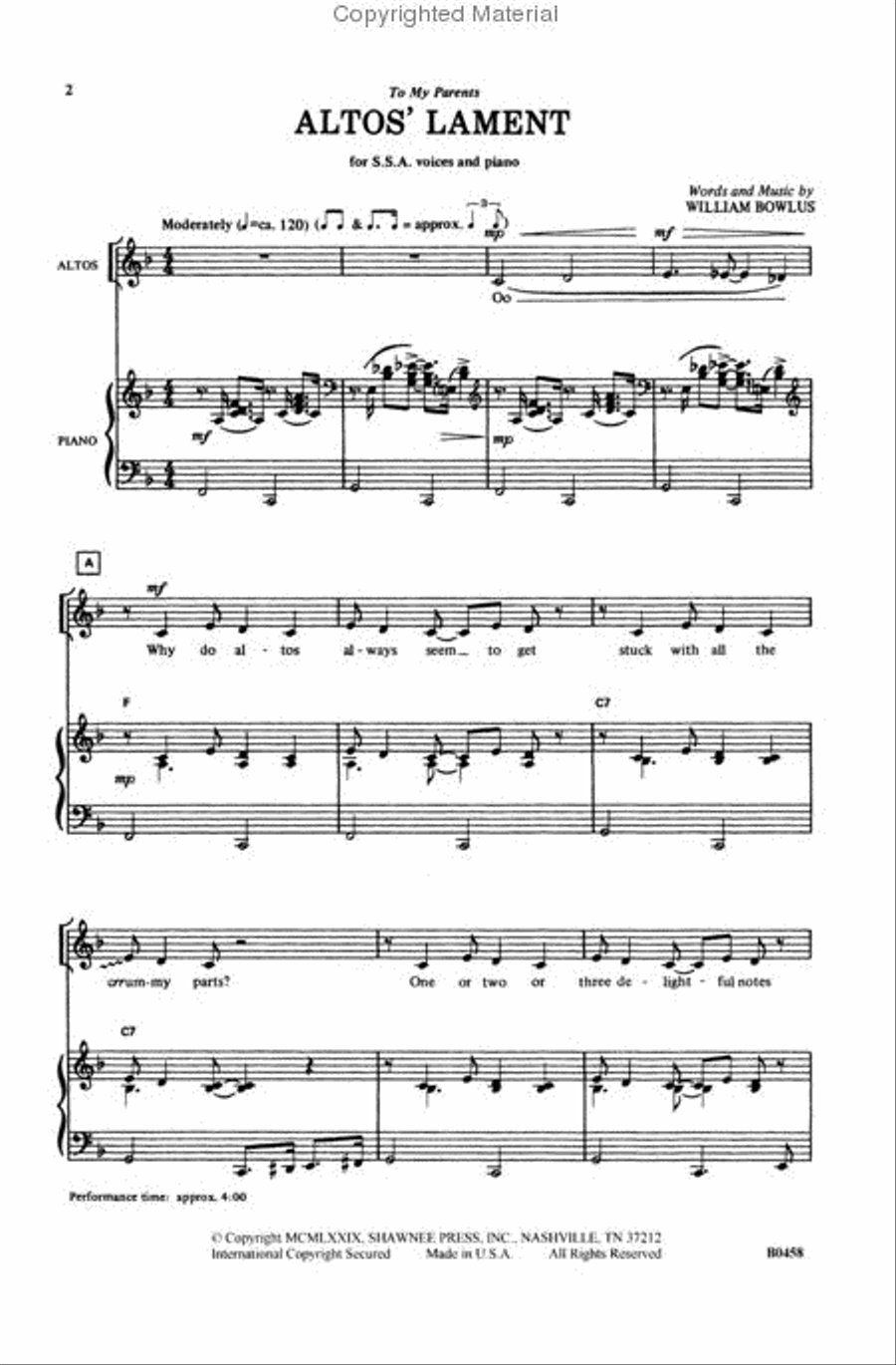 Altos' Lament Altos' Lament SSA scores gallery preview page 2