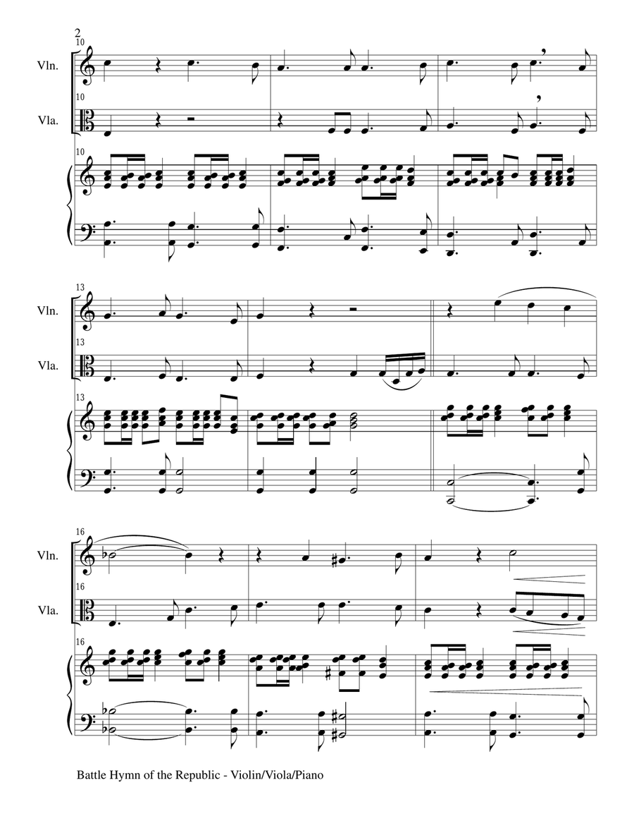 BATTLE HYMN OF THE REPUBLIC (Trio– Violin, Viola and Piano/Score and Parts) Piano Trio scores gallery preview page 2