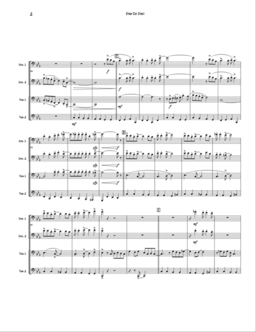 Stray Cat Strut Brass Quartet scores gallery preview page 2