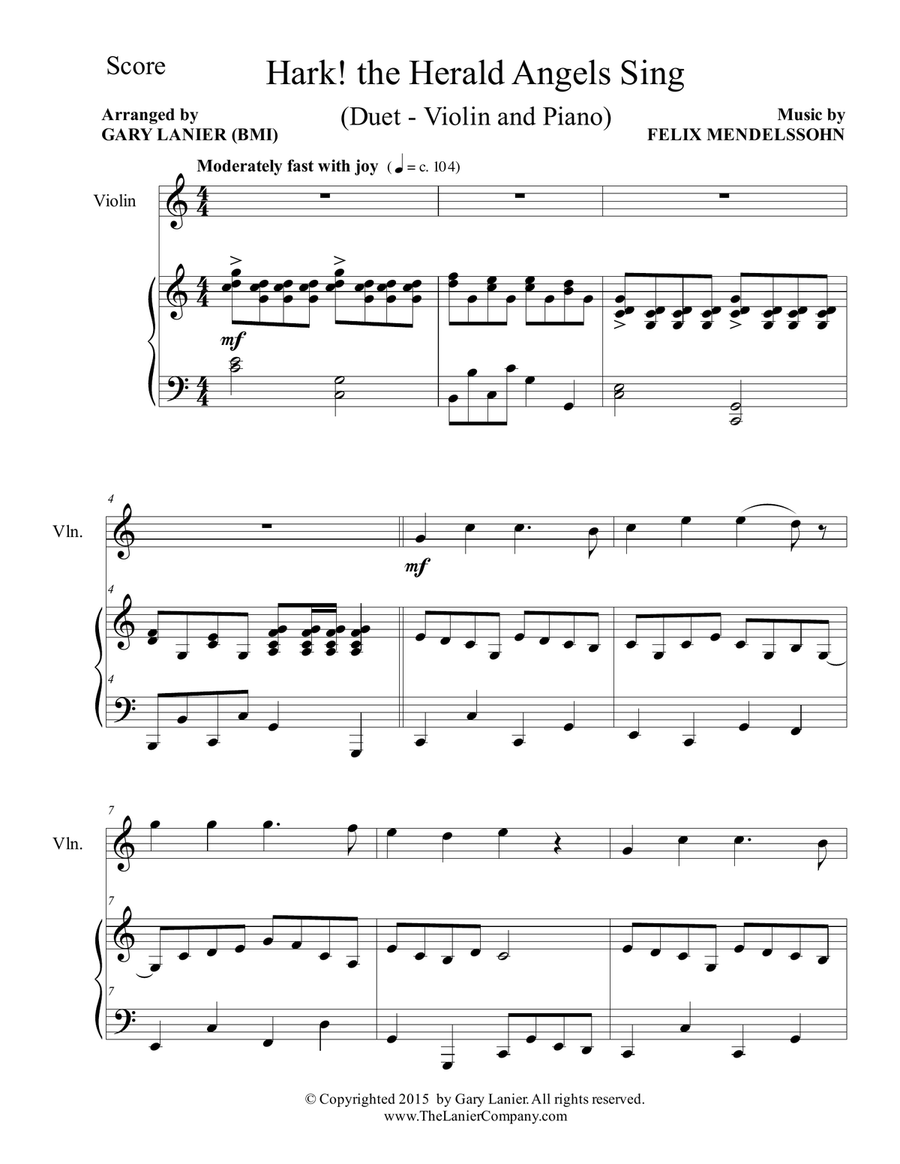 THREE CHRISTMAS HYMNS (Duets for Violin & Piano) Violin scores gallery preview page 3