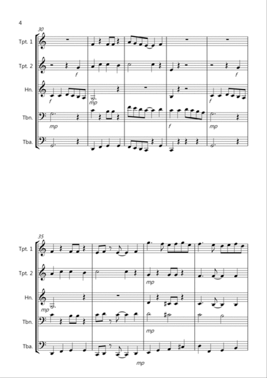 Ding Dong Merrily On High (Jazzy Style!) for Brass Quintet Brass Quintet scores gallery preview page 4