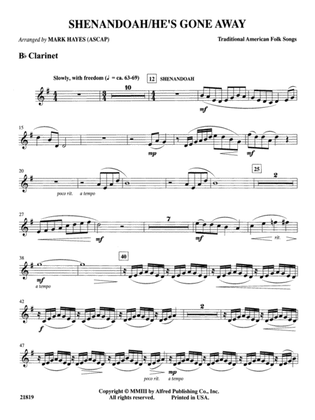 Shenandoah / He's Gone Away: 1st B-flat Clarinet
