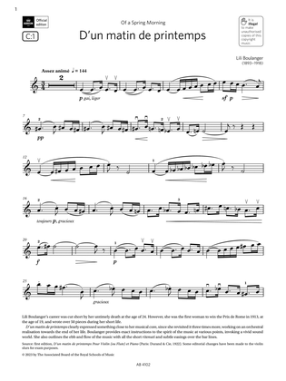 Book cover for D'un matin de printemps (Grade 8, C1, from the ABRSM Violin Syllabus from 2024)