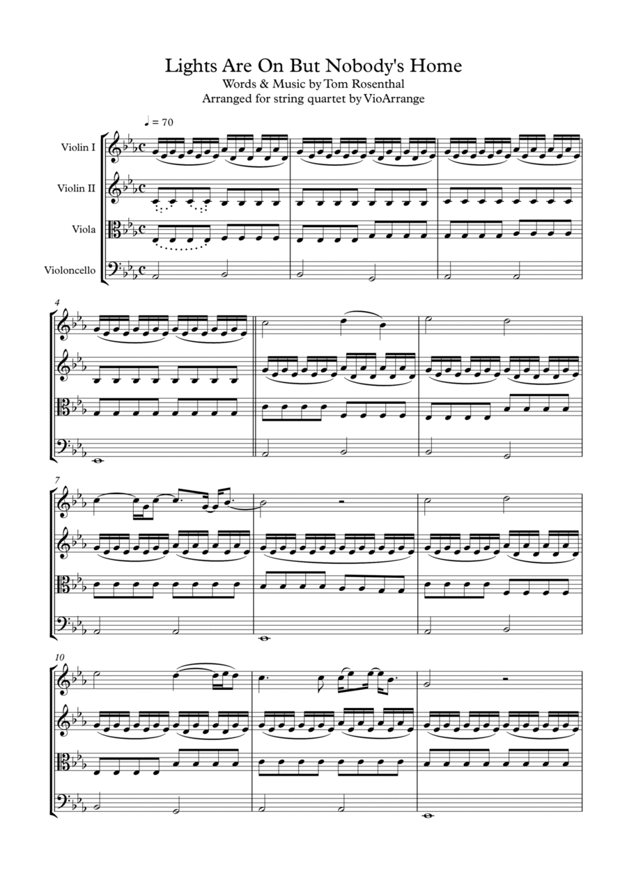 Lights Are On But Nobody's Home String Quartet scores gallery preview page 1