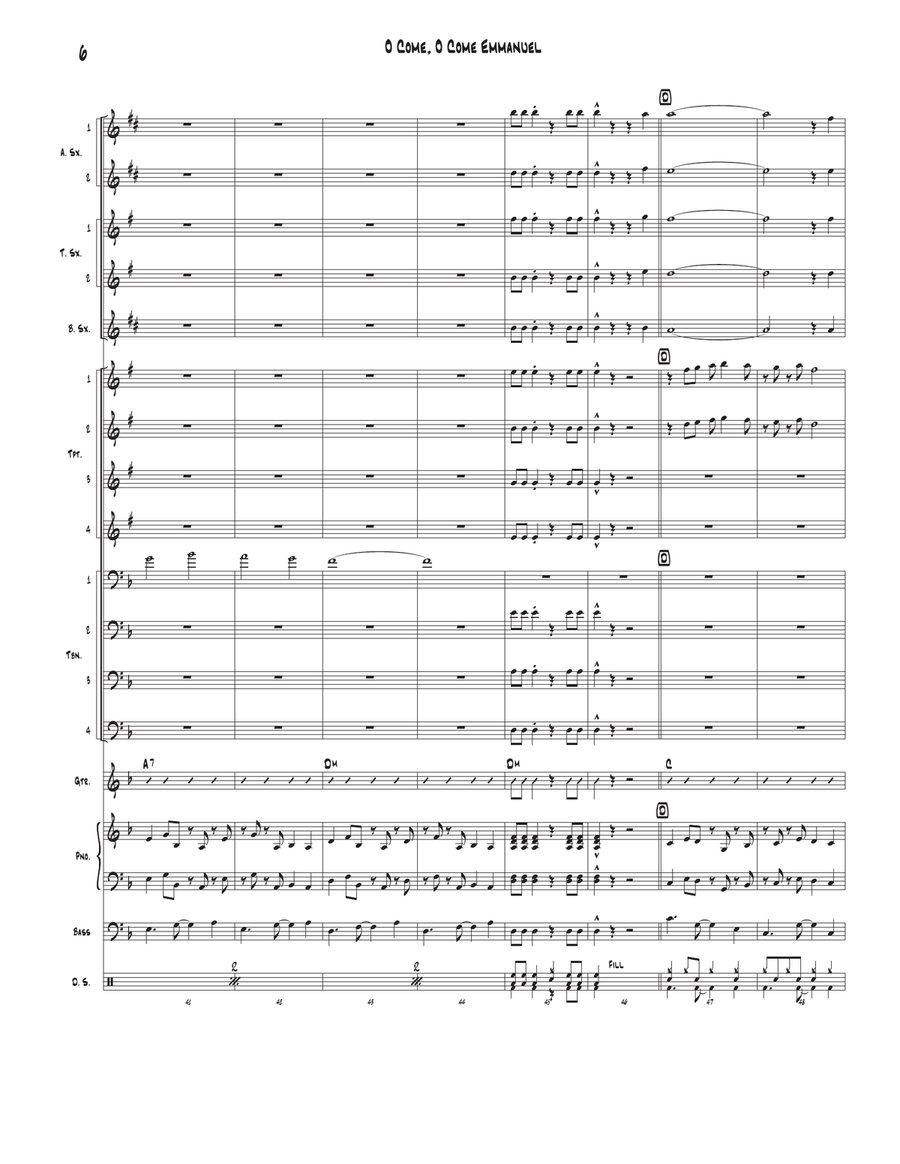 O Come, O Come Emmanuel Jazz Ensemble scores gallery preview page 6