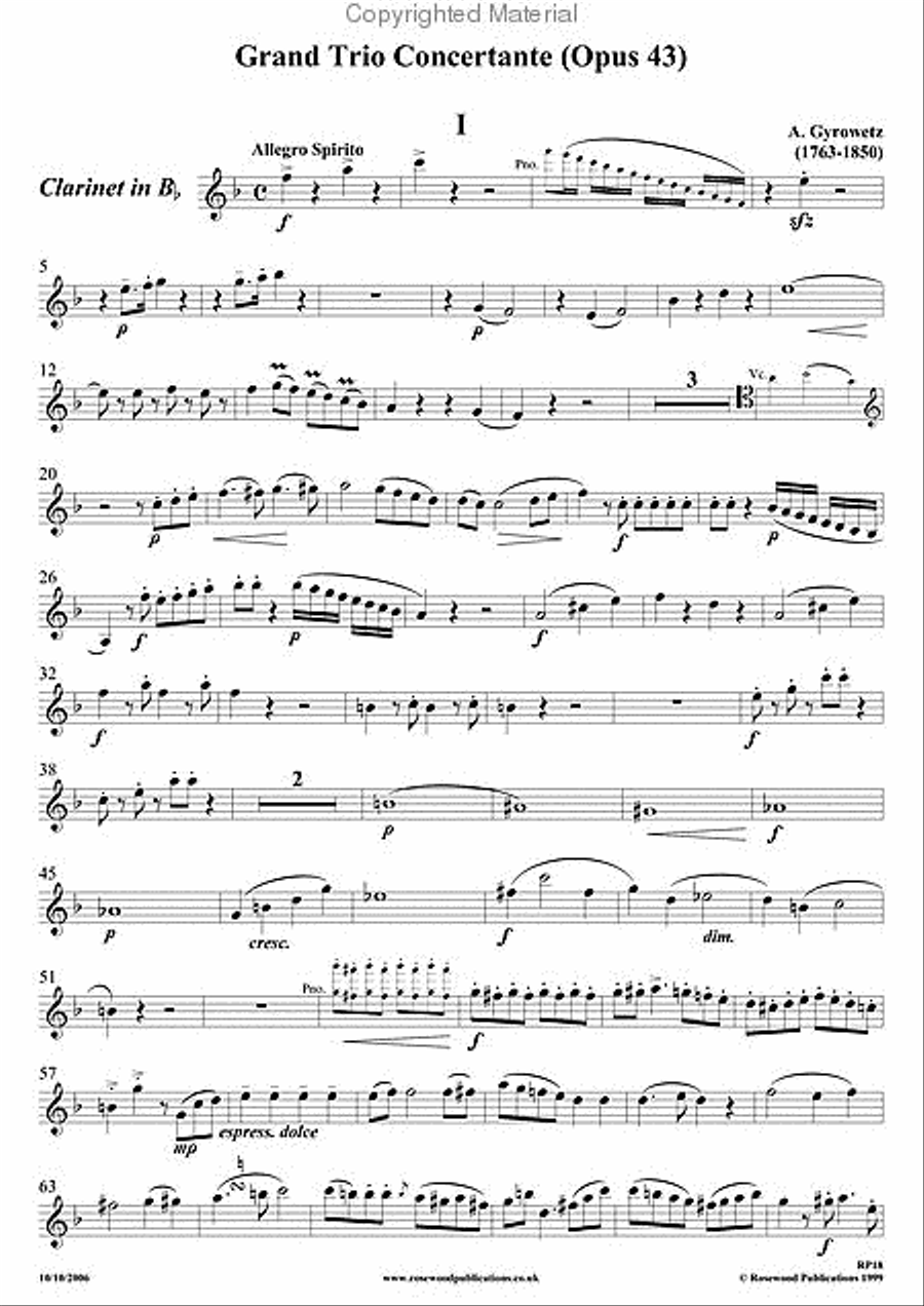 Trio, Op. 43 Clarinet scores gallery preview page 3