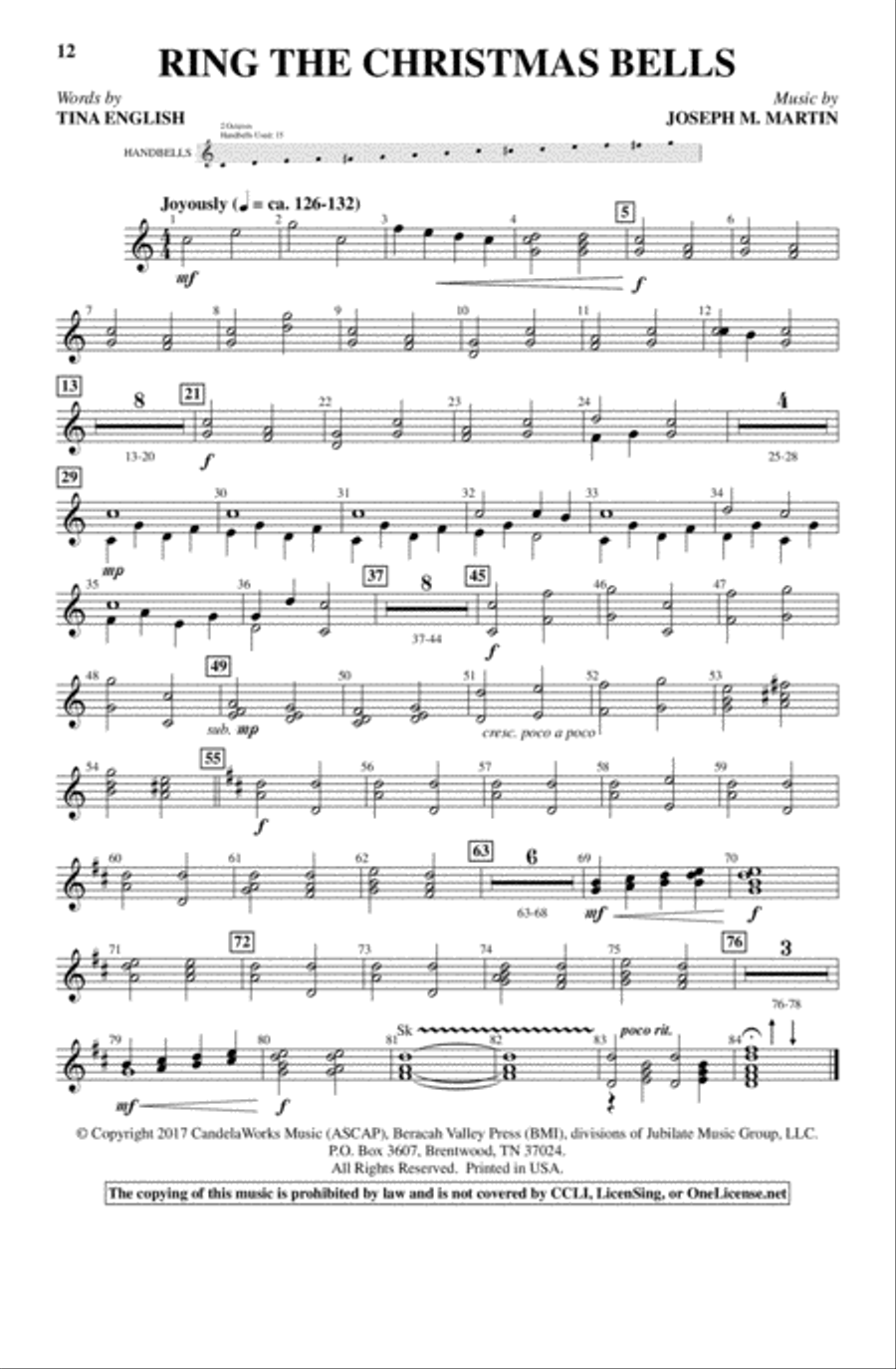 Ring the Christmas Bells 4-Part scores gallery preview page 12