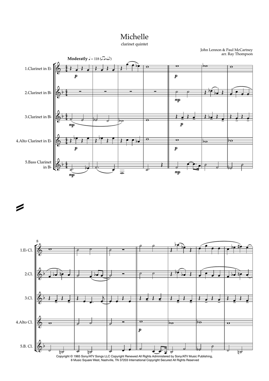 Michelle Clarinet Quintet scores gallery preview page 2